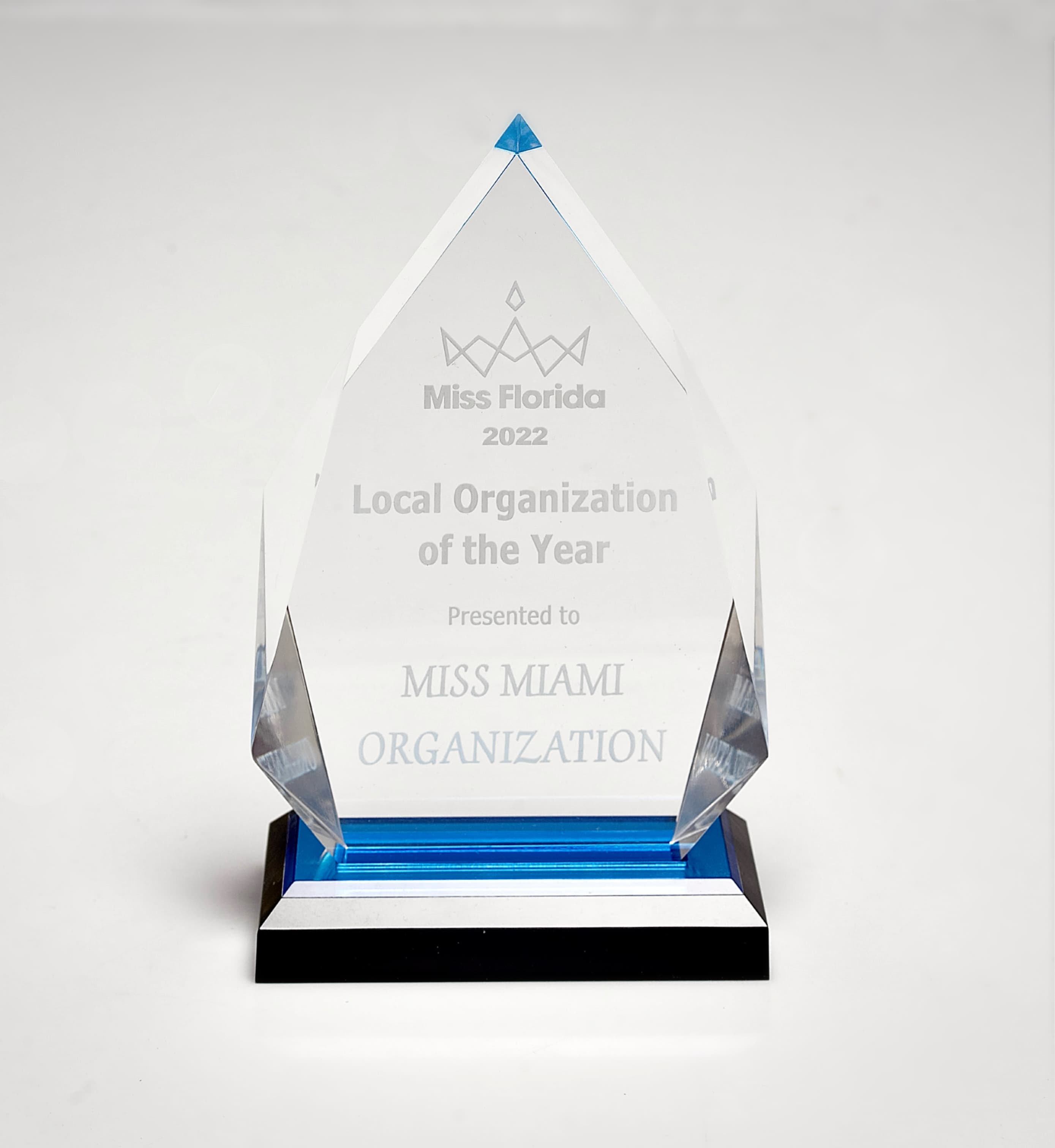 Trophy accrediting the organization as the local organization of the year.