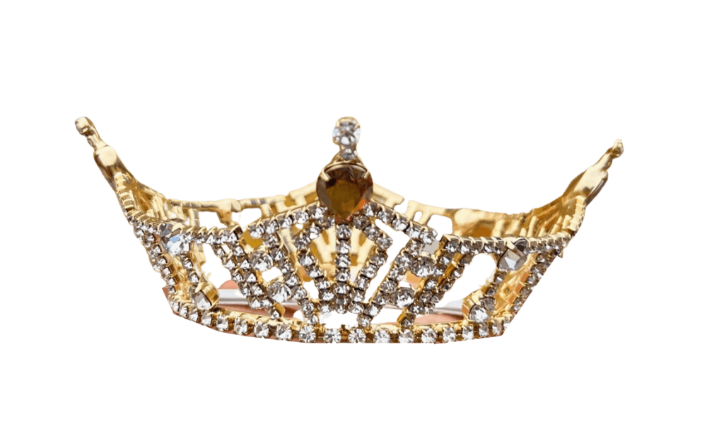Competition winner's symbolic golden crown with rhinestones and inlays